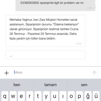 Zara Ödeme Alındı Siparişim Teslim Edilmiyor
