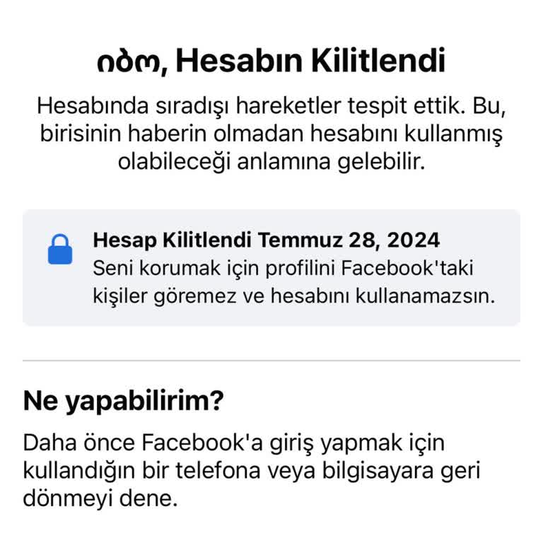 Facebook Hesap Kilitlenmesi!