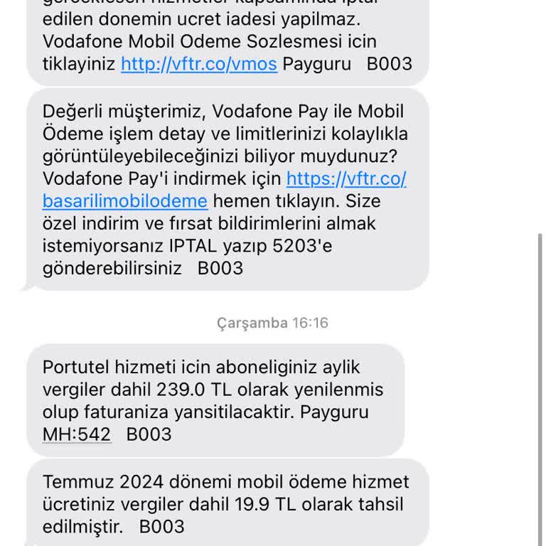 Vodafone Kendim Oluşturmadığım Abonelik Ücretinin Faturama Yansıtılması