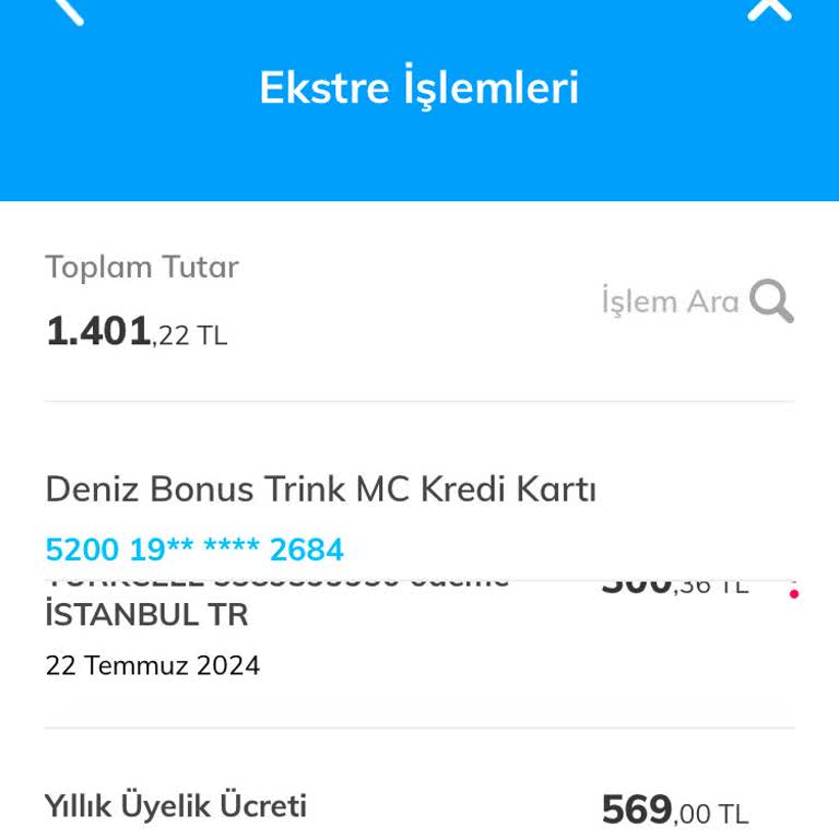 Denizbank Kart Aidatının Usulsüz Çekilmesi!