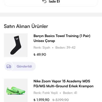 Barçın Spor Krampon Siparişim Hala Kargoya Verilmedi!