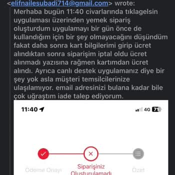 Tıkla Gelsin Uygulaması İptal Olan Siparişin Ücreti İade Edilmiyor