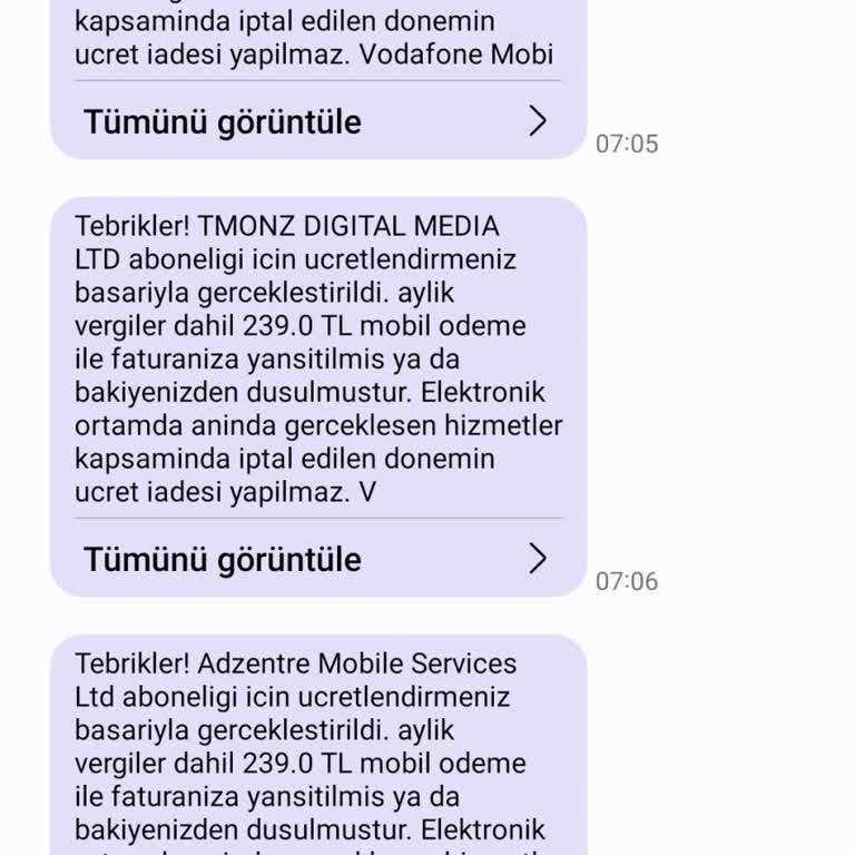 Vodafone Beklenmedik Üyelikler Ve Yüksek Fatura Sorunu