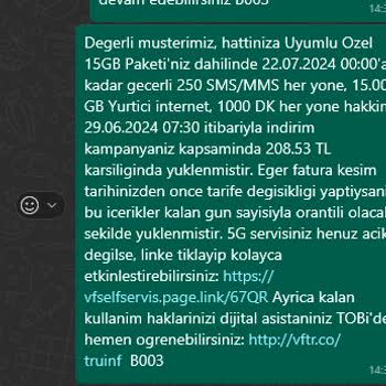Vodafone Faturalı Pakette Beklenmedik Ücret Artışı