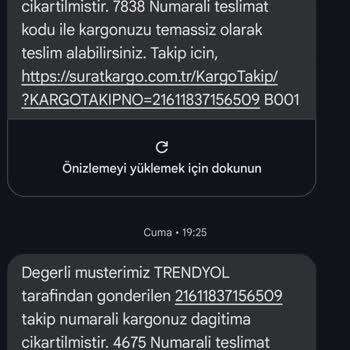 Sürat Kargo Kargom Dağıtıma Çıktı Teslim Edilmedi Haberim Olmadan İade Ediliyor