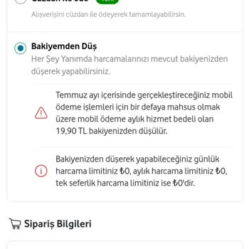 Vodafone Her Şey Yanımda, Bakiyemdeki Paramı Kullanmama İzin Vermiyor.