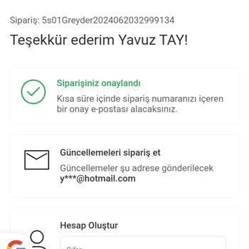 20.06.2024 Tarihinde Sipariş Vermiş Olduğum Greyder Marka Ayakkabım