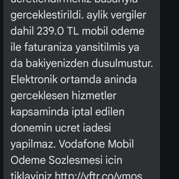 Vodafone Aboneliklerden Dolayı Faturama Yüksek Tutar Eklemiş!
