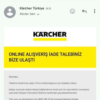 Karcher İptal Ürünlerin Parasının İade Edilmemesi