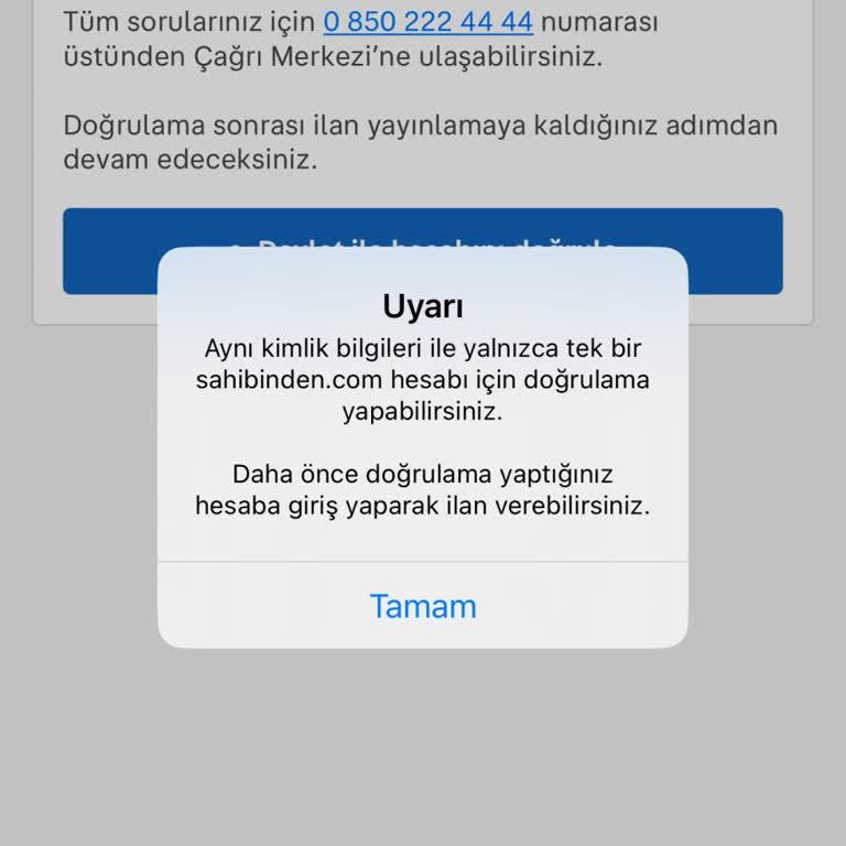 Sahibinden E Devlet-Kimlik Doğrulama