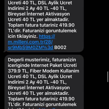 Millenicom Abone Olduk 269 TL Olan Faturamı 2 Ayda 520 TL Yaptı Kaçın