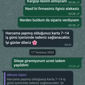 Allmiss Giyim Ücret İadem 17 Gündür Yapılmadı Firma Oyalıyor