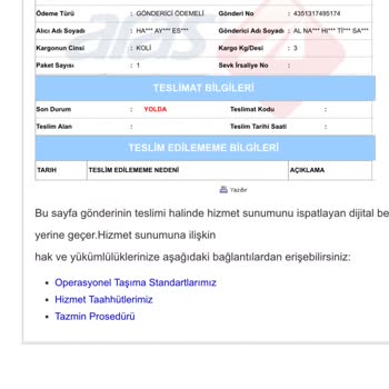 Aras Kargo Da Yine Bir Fiyasko, Yine Bir Teslimat Gecikmesi