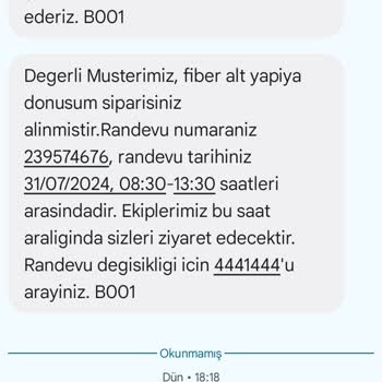 Türk Telekom'un Randevuya Uyulmaması