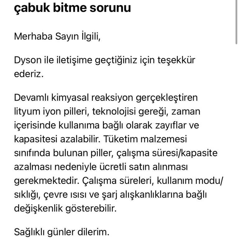 Dyson V8 İlk Yıl Batarya Bitmesi Ve Sonrası Kesik Kesik Çalışma Sorunu