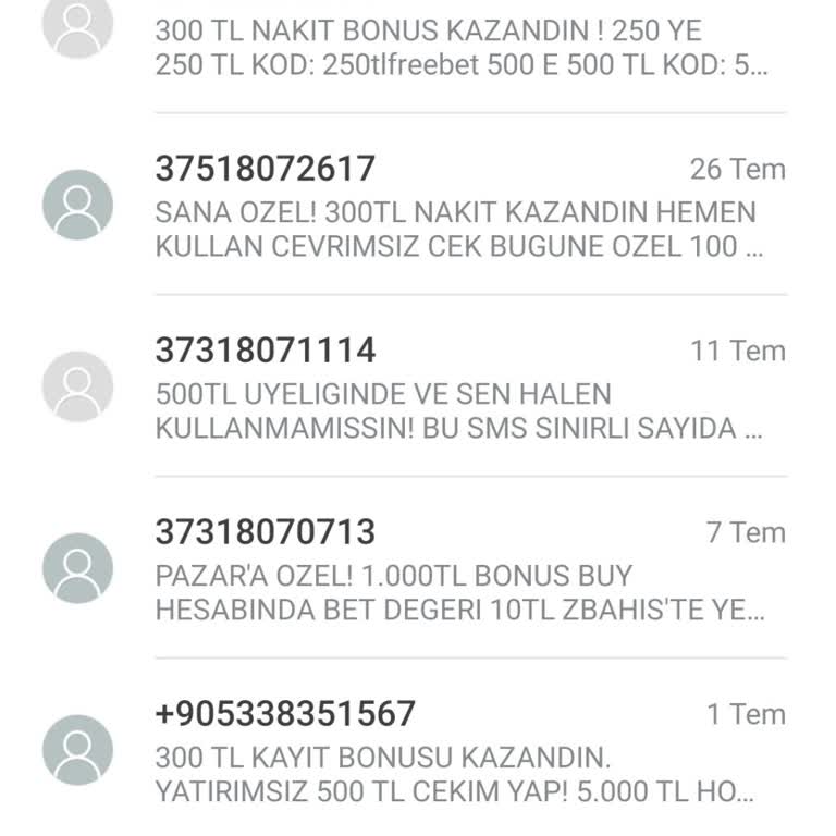 Vodafone 37li Numaralardan Gelen Bahis Mesajları Sorunu