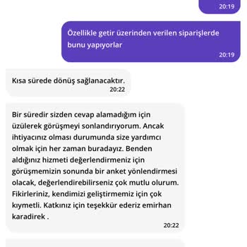 Trendyol Hızlı Market Getir Saka Sipariş Teslim Etmeme Ve İlgilenmeme