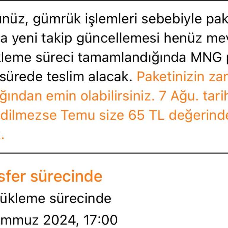 Temu Sipariş Neden Gelmiyor