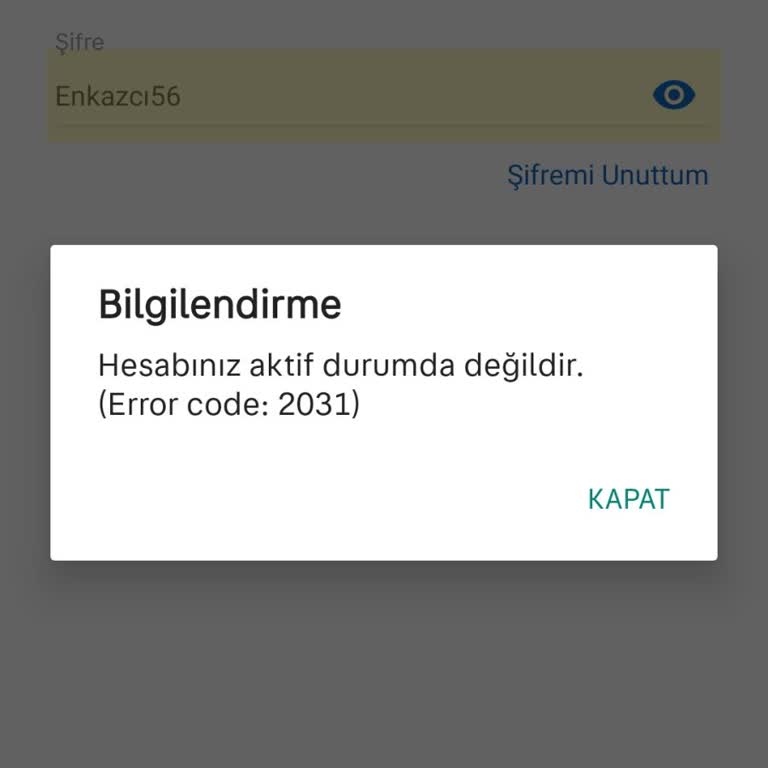 Sahibinden Hesap Aktif Değildir
