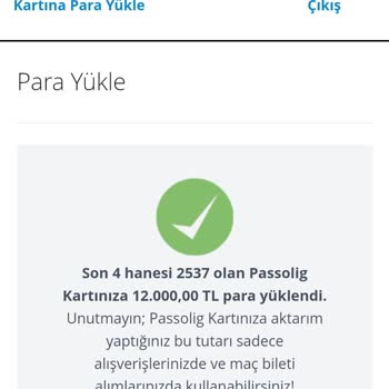 Passolig Kartıma Para Yükledim Bakiyemde Gözükmüyor.
