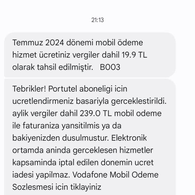 Vodafone Portutel Abonelik İptalini İstiyorum