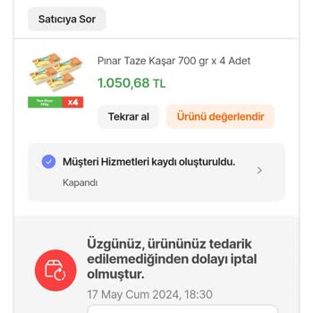 Pınar Et ve Süt Ürün Tedarik Sorunu Ve Müşteri Hizmetleri Şikayeti