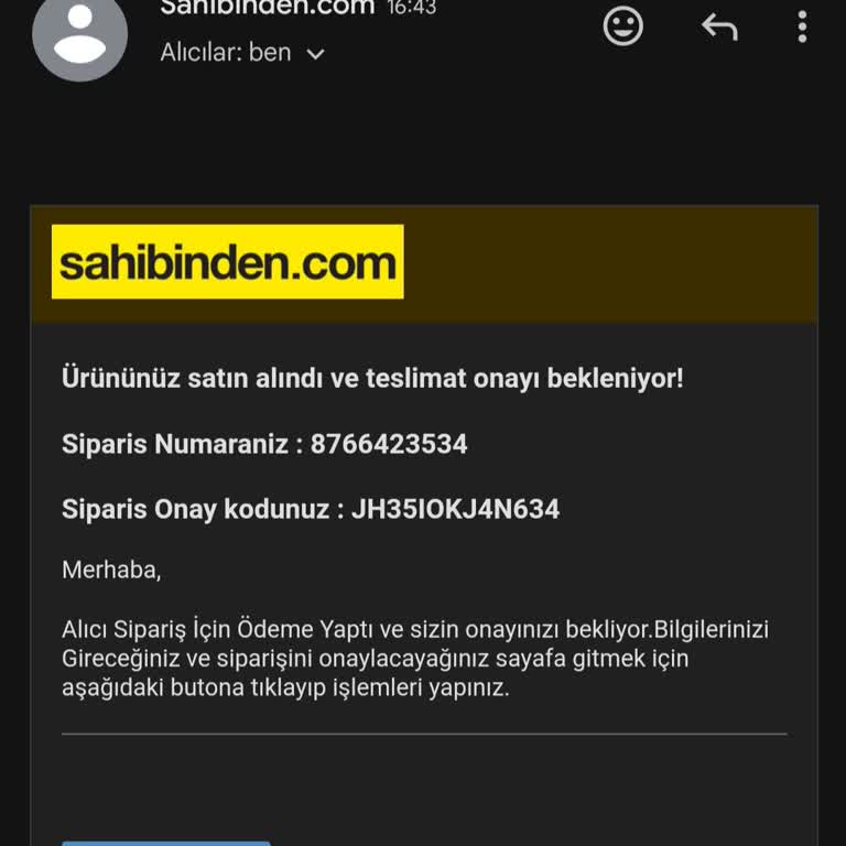 Sahibinden.com Param Güvende Şüpheli Sipariş Girişimi