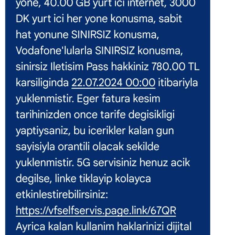 Vodafone Onayım Olmadan Faturamı Arşa Çıkardı