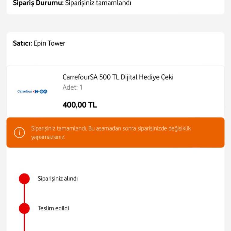 Vodafone Carrefour'a Hediye Çeki Mağduriyeti