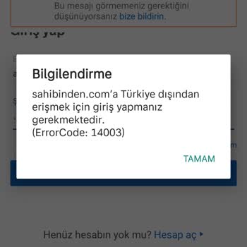 Sahibinden Yurt Dışından Giriş Yapamıyorum.