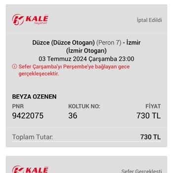 Obilet Otobüs Bileti Ücret İadesi