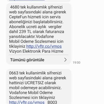Vodafone Bilgim Dışında Yapılan İşlem