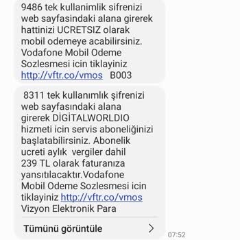 Vodafone Bilgim Dışında Yapılan İşlem