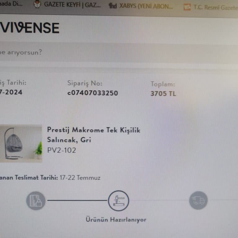 Vivense Salıncağı Göndermedi Ürün Tükendi Diyor