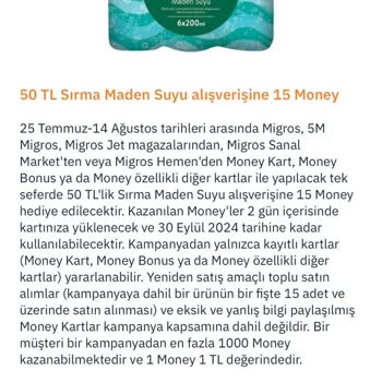 Migros Money Kampanyası Yansıtılmadı