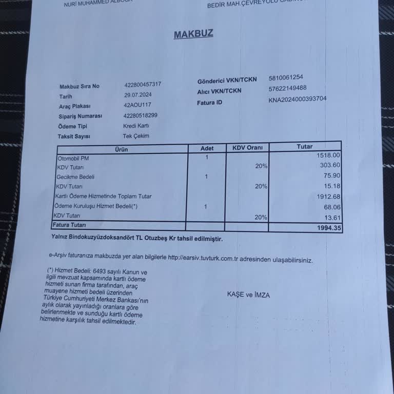 TÜVTÜRK Yasal Olmayan Ücret Alındı