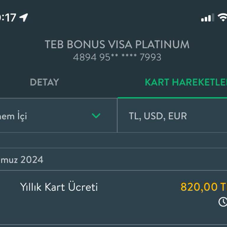 TEB Kredi Kart Ücreti