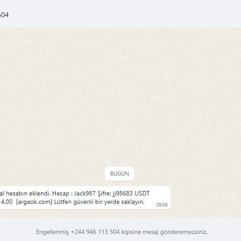 WhatsApp Şüpheli Mesaj 's. N, Finansal Hesabın Eklendi. Hesap...'