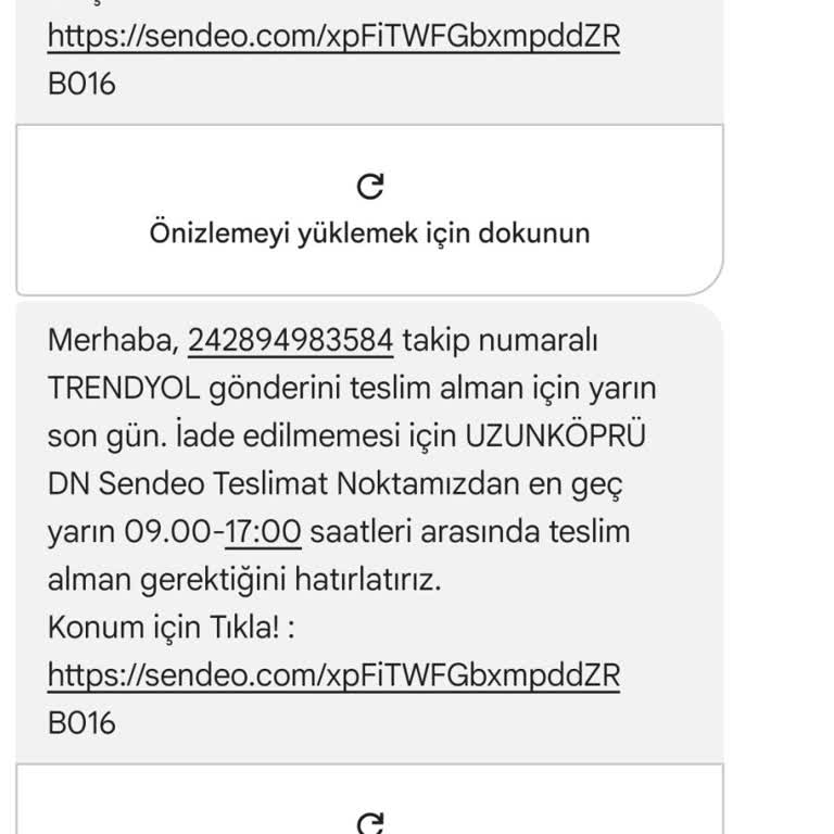 Sendeo Adresin Teslimat Bölgesi Dışında Diyor Teslimat Yapmıyor
