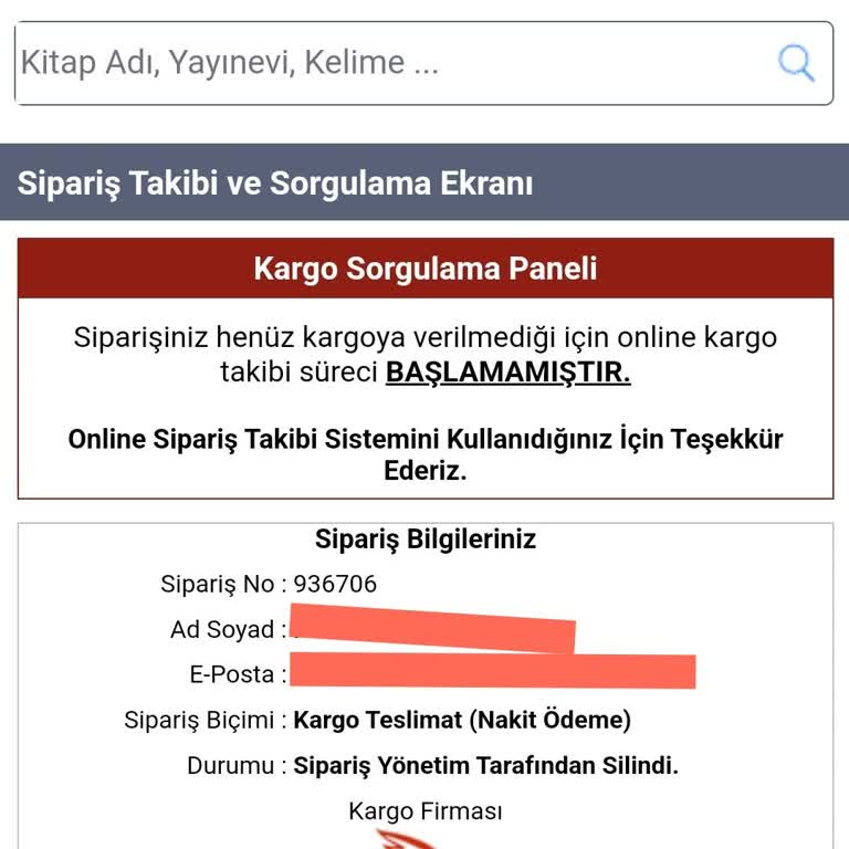 Maksimum Kitap Siparişim Kargoya Verilmedi
