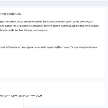 Turna.com Tarafıma (E-Mail Adresime) Neden E-Biletlerim Gönderilmedi