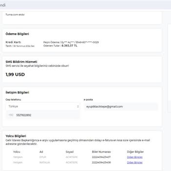 Turna.com Tarafıma (E-Mail Adresime) Neden E-Biletlerim Gönderilmedi