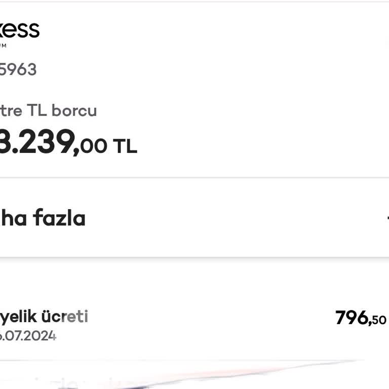 Akbank Kredi Kartı Üyelik Ücreti 796.50 TL Cik.