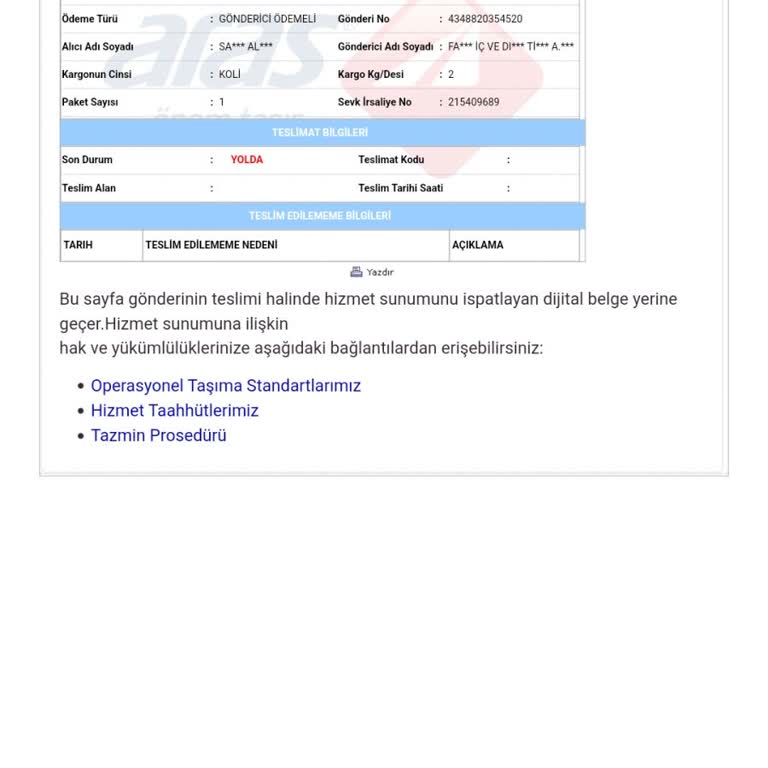 Aras Kargo Teslim Edilmeyen Sipariş Ve Gecikme Sorunu