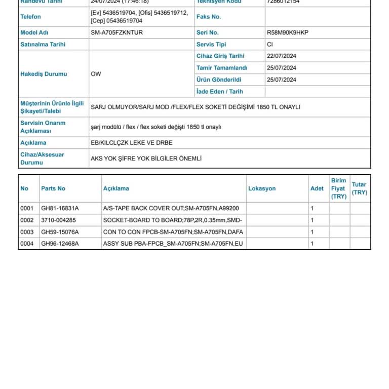 Samsung Bursa'da Yetkili Serviste Tamir Sonrası Ek Sorunlar