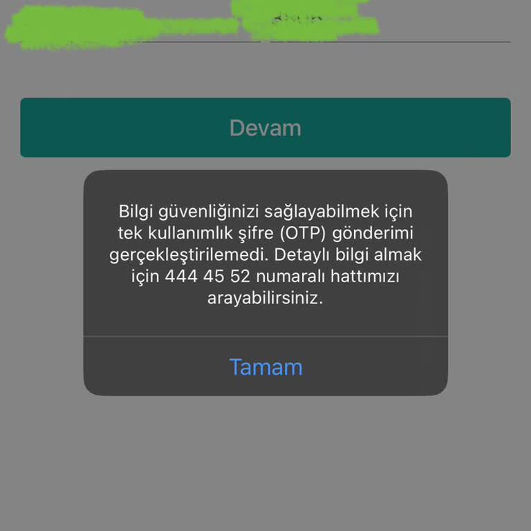 Findeks Tek Kullanımlık Şifre OTP Hata Veriyor Gelmiyor