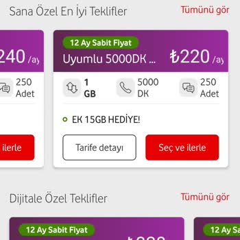 Vodafone Güncel Fatura Fiyatları