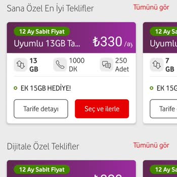 Vodafone Güncel Fatura Fiyatları