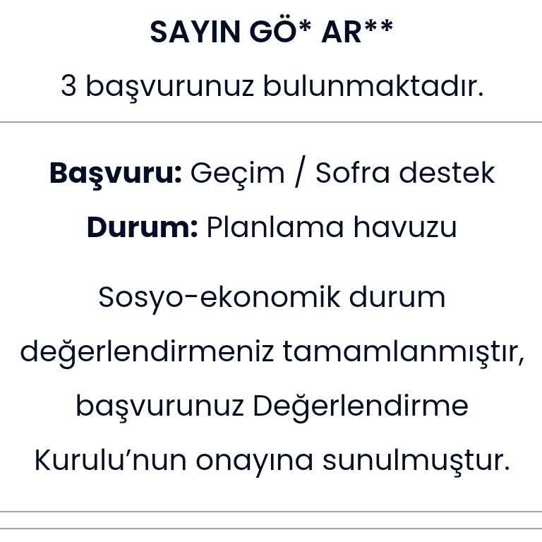 İBB - İstanbul Büyükşehir Belediyesi Sedep Sofra Desteği Başvurumun Sonuçlanmaması Ve Bilgi Eksikliği