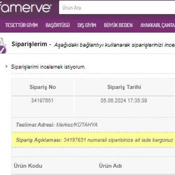 Sefamerve Firmasından İade Alamıyorum